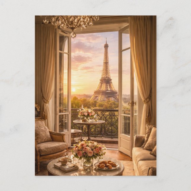 Cartão Postal da Torre Eiffel de Paris (Frente)