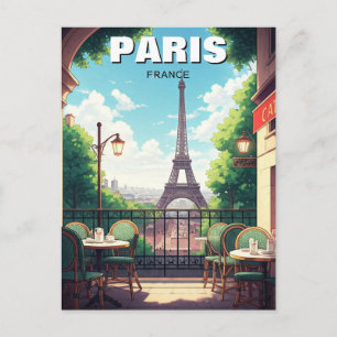 Cartão postal da Torre Eiffel de Paris de uma cafe