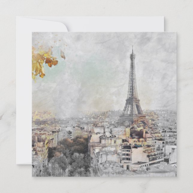 Cartão postal da Torre Eiffel Paris - Romântico (Frente)