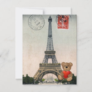 Cartão postal da Torre Eiffel Vintage