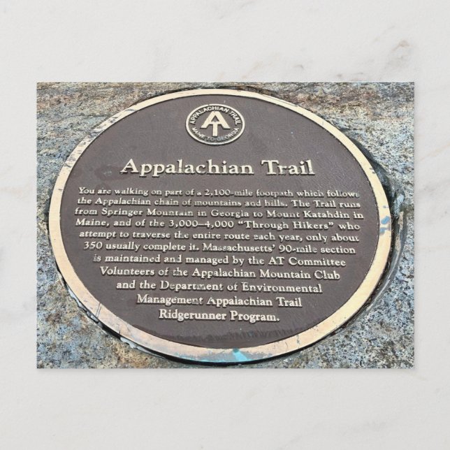 Cartão postal da Trilha Appalachian de Massachuset (Frente)
