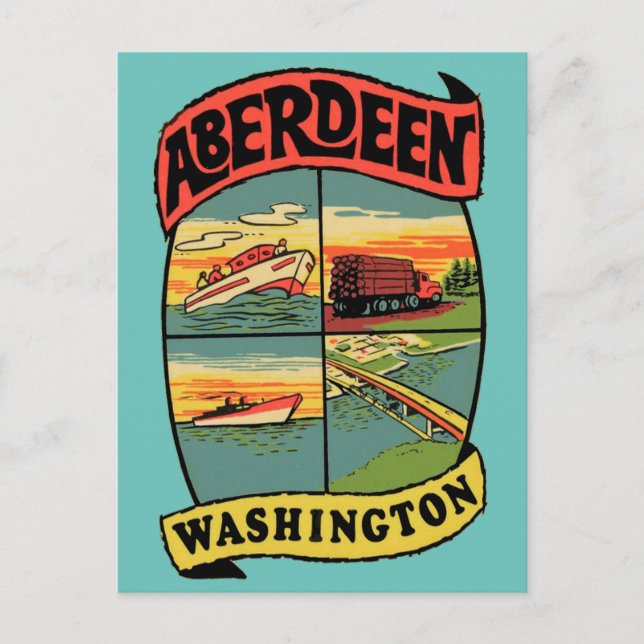 Cartão postal da Viagens vintage Aberdeen Washingt (Frente)