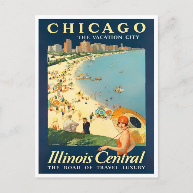 Cartão postal da viagens vintage Chicago (Frente)