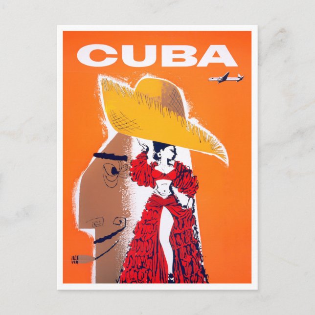 Cartão postal da viagens vintage cubana (Frente)