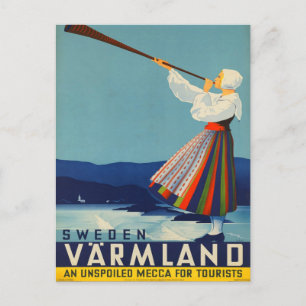 cartão postal da Viagens vintage de suecia