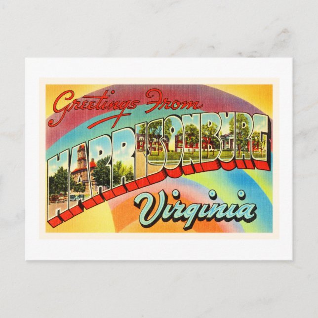 Cartão postal da Viagens vintage Harrisonburg Virg (Frente)