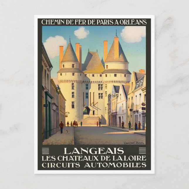 Cartão postal da viagens vintage Langeais França (Frente)