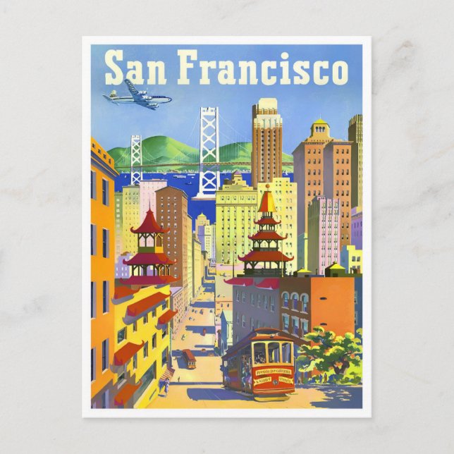 Cartão postal da viagens vintage San Francisco (Frente)