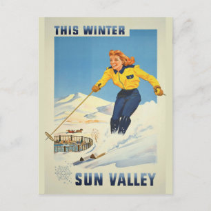 Cartão postal da viagens vintage Sun Valley Idaho