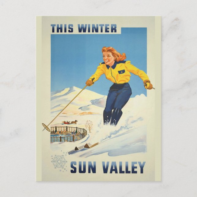 Cartão postal da viagens vintage Sun Valley Idaho (Frente)