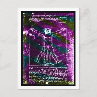 Cartão Postal Da Vinci proporção homem-luz colorida