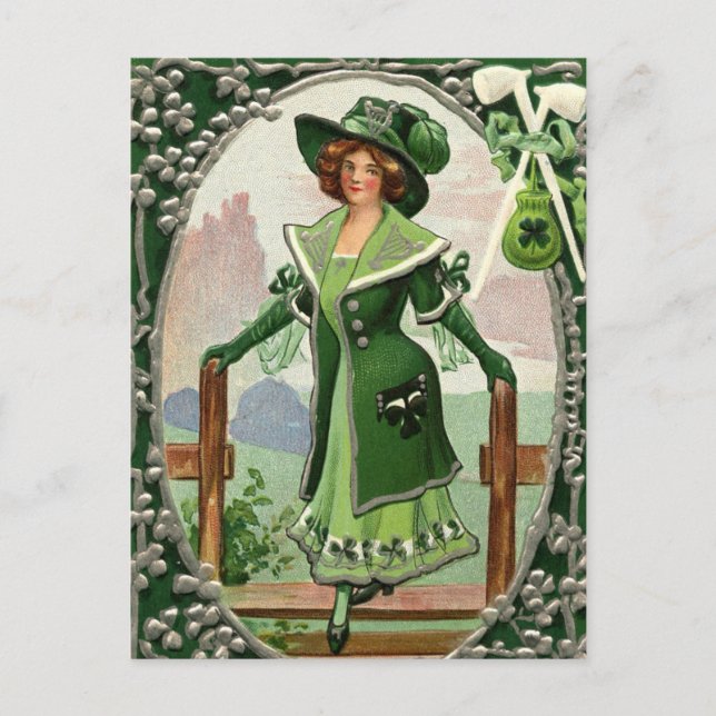 cartão postal da Vintage Saint Patrick's Day Holid (Frente)