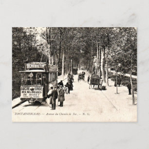 Cartão postal da Vintage, Tram em Fontainbleau