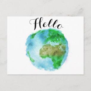 cartão postal da vintage watercolor Earth