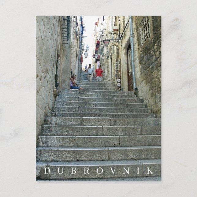 Cartão postal da vista da escadaria de Dubrovnik (Frente)