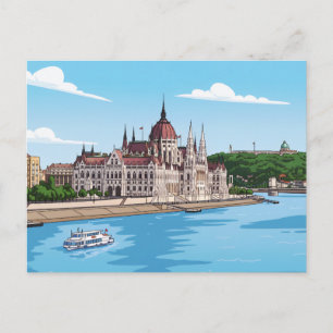Cartão postal da vista do Parlamento Húngaro em Bu