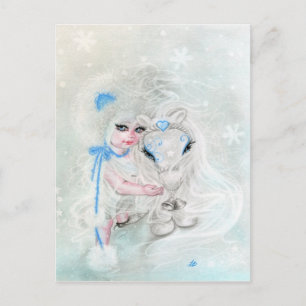 Cartão postal da Winter Wonderland Chibi Girl Pony
