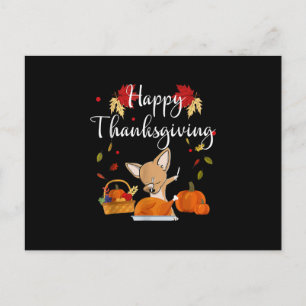 Cartão Postal Dabbing Chihuahua DogTurkey Happy Graças