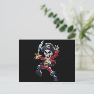 Cartão Postal Dabbing Skeleton Pirate Halloween Kids Jolly Roger