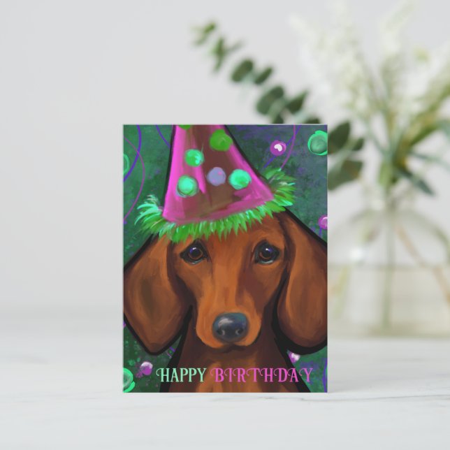 CARTÃO POSTAL DACHSHUND  (Em pé/Frente)