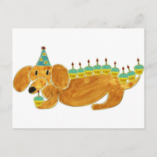 Cartão Postal Dachshund 10 Cupcakes