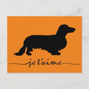 Cartão Postal Dachshund Cabelo Longo - Silhueta 1