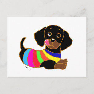 Cartão Postal Dachshund Cartoon 2