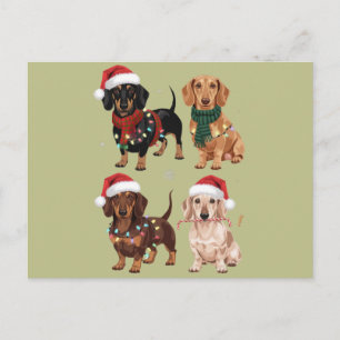 Cartão Postal Dachshund Christmas Dog Mãe Lover Xmas Gift