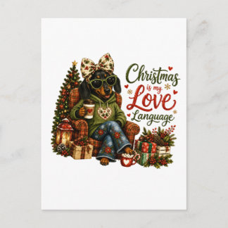 Cartão Postal Dachshund Christmas is My Love Language
