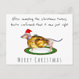 Cartão Postal Dachshund comeu peru de Natal
