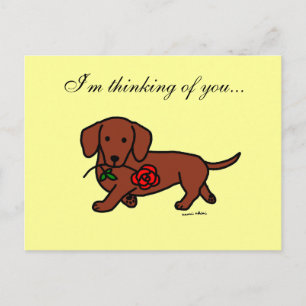 Cartão Postal Dachshund e um desenho de flores