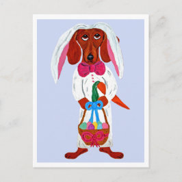 Cartão Postal Dachshund Easter Bunny
