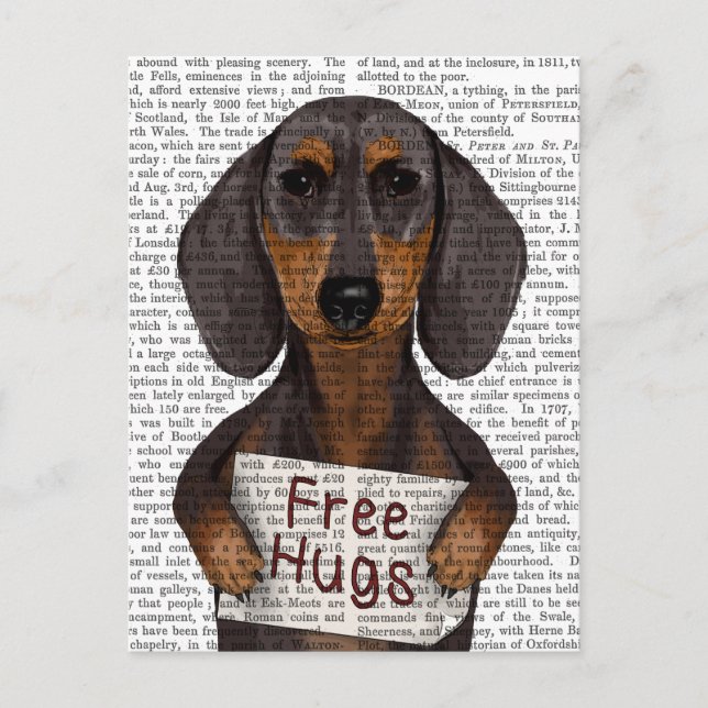 Cartão Postal Dachshund Free Hugs (Frente)
