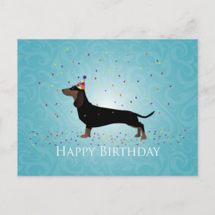 Cartão Postal Dachshund Happy Birthday Design