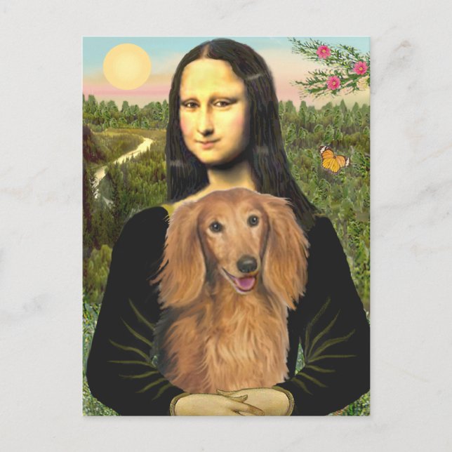 Cartão Postal Dachshund (LHSable) - Mona Lisa (Frente)