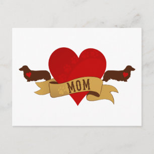 Cartão Postal Dachshund Mãe [estilo de tatuagem]