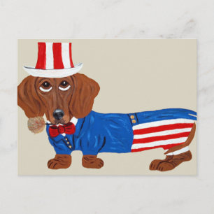 Cartão Postal Dachshund No Tio Sam Suit