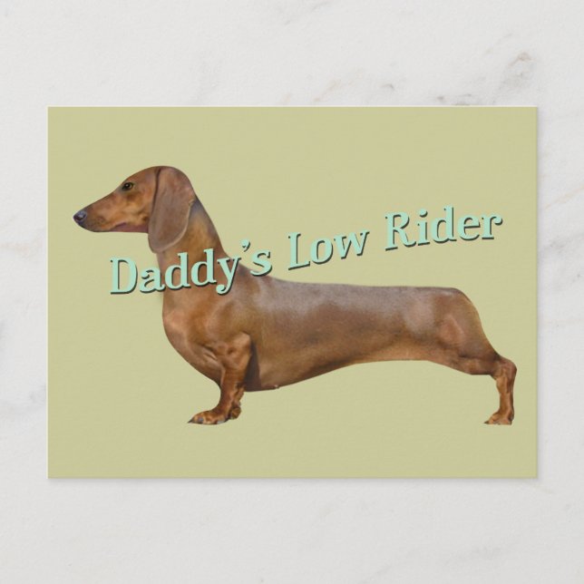 Cartão Postal Dachshund Pai Baixo Presente (Frente)
