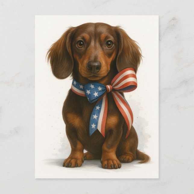 Cartão Postal Dachshund Patriótico (Frente)