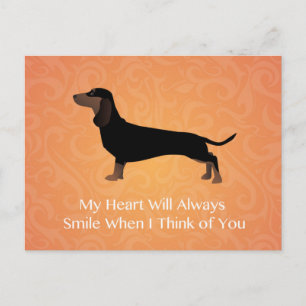 Cartão Postal Dachshund - Pensando em você Design
