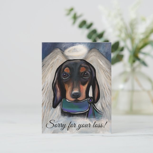 Cartão Postal Dachshund preto e castanho (Em pé/Frente)