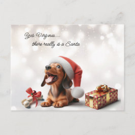 Cartão Postal Dachshund Puppy Surpresa de Natal