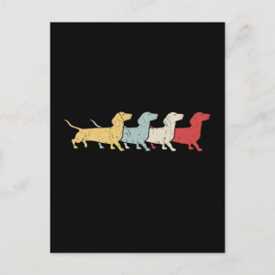 Cartão Postal Dachshund Retro Vintage