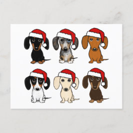 Cartão Postal Dachshund Santas Feriado de Cão de Natal Personali
