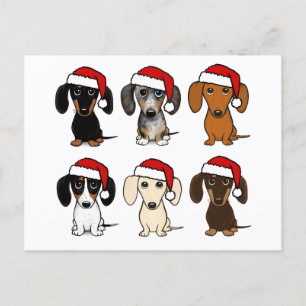 Cartão Postal Dachshund Santas Feriado de Cão de Natal Personali