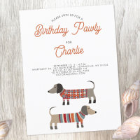 Dachshund Sausy Dog Birthday Pawty Invitation