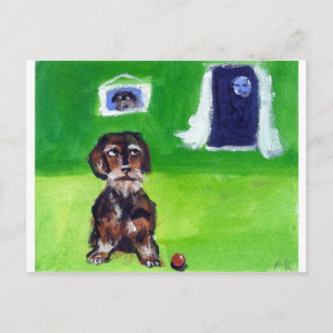 Cartão Postal Dachshund sensação de sorriso