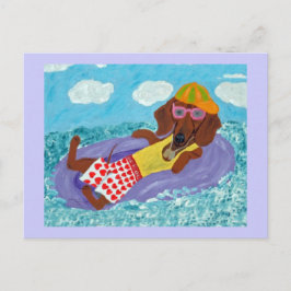 Cartão Postal Dachshund Vagabundo de Praia