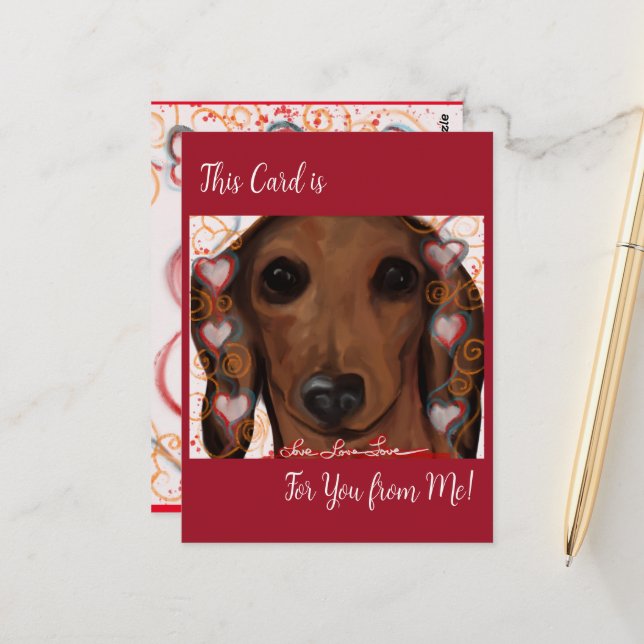 CARTÃO POSTAL DACHSHUND VERMELHO           (Frente/Verso In Situ)