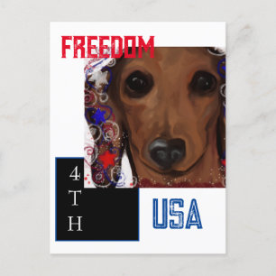 Cartão Postal Dachshund Vermelho